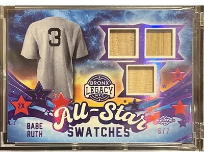 Babe Ruth GAME USED BAT CARD #d 6/7 PC 2024 LEAF BRONX LEGACY ALL STAR SWATCHES - Image 1 of 2