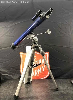 Tasco Galaxsee Blue Black Equatorial Mount Telescope With Adjustable tripod - Image 1 of 4
