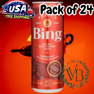 Petey's Bing Energy drink Black Cherry Juice 12oz Pack of 24(Expiry 18 Dec 2025) - Picture 1 of 3