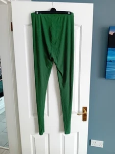 Green ASOS Ribbed Jersey Trousers - Size 14 Tall - Picture 1 of 4