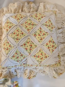 Vintage Handmade Cathedral Window Throw Pillow Multicolor Quilt Patchwork - Picture 1 of 1