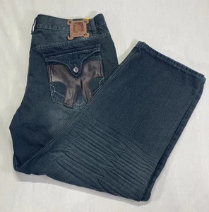 CHAMS Herren DARK WASH Relaxed Straight Leg BlackJEANS SIZE 48X 32NEU Bestickt - Bild 1 von 10