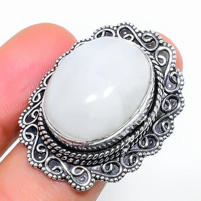 Rainbow Moonston Gemstone Handmade 925 Sterling Silver Jewelry Ring Size 7.5 - Image 1 of 4