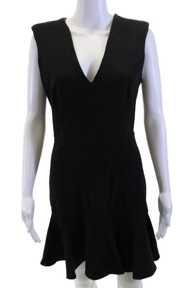 Mini Vestido Verónica Barba, Mujer Calce y Acampanado Negro Cuello en V Sin Mangas Cremallera Talla 6 Foto 1 de 4