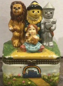Vintage Der Zauberer von Oz Keramik emailliert aufklappbar Schmuckschatulle mit Toto’s Korb innen - Bild 1 von 7