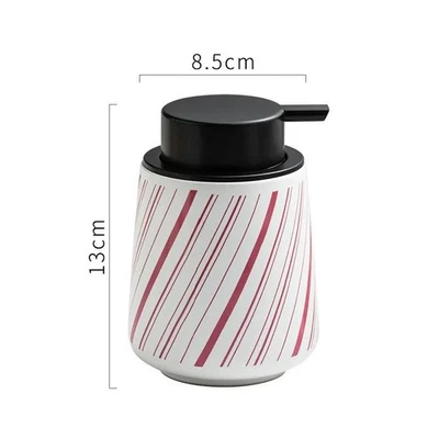 Elegant 320ml Ceramic Foaming Soap Dispenser – Black & White Striped - Image 1 of 4