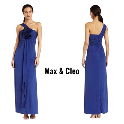 Max and Cleo Rosette One Shoulder Gown (Size 8) Cadet - Image 1 of 4