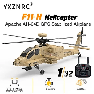 YXZNRC F11-H (AH-64D) Apache 2.4G GPS 8CH Optical Flow Positioning RC Helicopter - Image 1 of 4