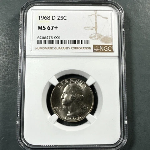 1968-D 25C Washington Quarter, NGC MS67+ - pop =7 (74735) Cover