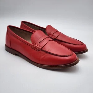 J CREW WOMEN'S RYAN PENNY LOAFERS IN LEATHER BRILLIANT POPPY RED Size 6 READ - Picture 1 of 11
