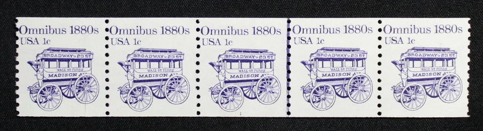 US Stamps Scott #1897 ~ 1983 1c Transportation Series: Omnibus PNC LG of 5 RL45 - Image 1 of 1