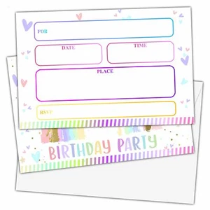 Rainbow Birthday Invitations with Envelopes25-Count - Colorful Fill-in Party ... - Picture 1 of 5