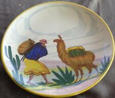 Vintage Hand Crafted Terra Cotta Pottery Dinner Plate - Peru - VGC - GORGEOUS