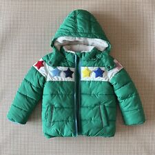 Mini Boden Green Hooded Coat Multicolor Stars. Size 2-3 Y