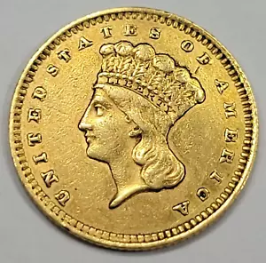 1859 $1 Indian Princess Gold Dollar Type 3 Circulated XF Pre-33 Slight Bend J289 - Picture 1 of 2