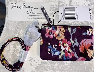 VERA BRADLEY Icónico Cremallera Identificación Cordón INDIANA ROSE Porta Insignia Llaves Nuevo con Etiquetas #25254-P30 Foto 1 de 3