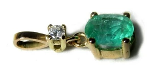 Colgante de oro 18k con esmeralda y diamante. Naturales sin tratar - Imagen 1 de 12