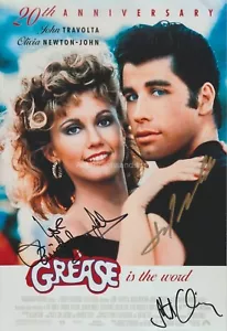 Olivia Newton-John John Travolta & Stockard Channing Signed 12x8 Photo Autograph - Picture 1 of 9
