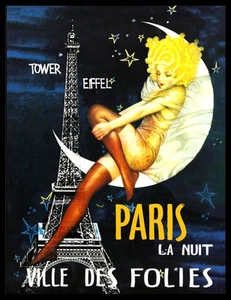 Ville Des Folies Eiffel Tower Paris Burlesque Theater Poster Fridge Magnet 6x8  - Picture 1 of 2