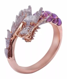 Silver plated Ruby Dragon Ring Women Wedding Party Band Jewelry Gift Size 6-10 - Picture 1 of 14