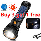 Led Solar Tactical Flashlight USB Rechargeable Light Outdoor Camping Torch Lamp