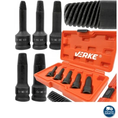 Set Estrattori 5 Pezzi Per Bulloni Perni Danneggiati Attacco 3/8 - Immagine 1 di 4