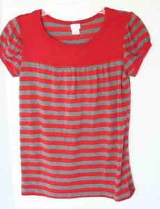 xhilaration Girls Size Large 10/12 Gray and Christmas red Striped Top - Picture 1 of 2