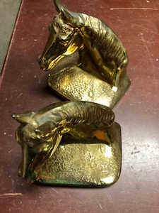 Pair of Beautiful Vintage Horse Head, Metal Brass Bookends Marked PMC88 - Picture 1 of 7