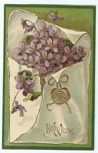 Best Wishes Flowers Germany Embossed Vintage Postcard - Picture 1 of 2
