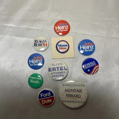 Lote de 10 Botones Pin Campaña Vintage Años 70 - 80 Nacional y PA Foto 1 de 4