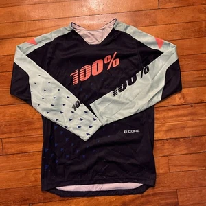 100% R-Core MTB Mountain Biking Top Youth/Unisex Size L Navy/Blue - Picture 1 of 4