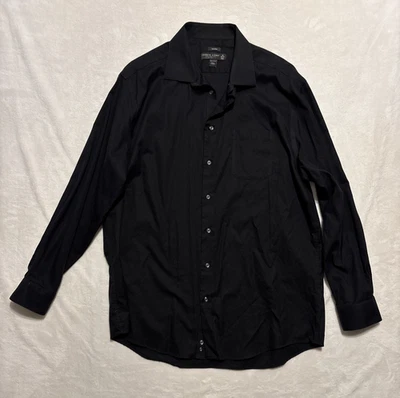 Pronto Uomo dress shirt mens size 18  36/37  Tall black button Long Sleeve - Image 1 of 4