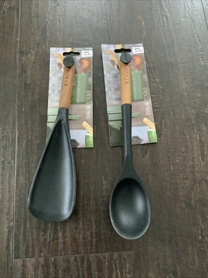 STAUB 2 PIECE SET SPATULA SPOON & SPATULA Cooking Serving BMA-FREE BLACK - Image 1 of 2