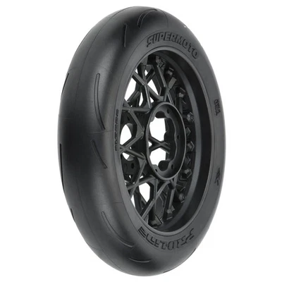 Pro-Line Racing 1/4 Supermoto Tire Front MTD Black Wheel PM-MX/SM RC Tire - Image 1 of 4