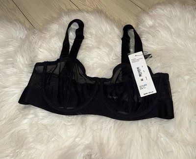 DKNY Sheers Strapless Mesh Underwire Bra Unlined Womens 34C Black DK4939 New Foto 1 de 4