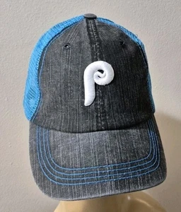 Throwback Philadelphia Phillies Hut schwarz Fischgrät Baumwolle blau Mesh Hat/Cap - Bild 1 von 18