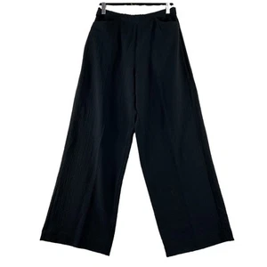 HABITAT Medium Pull-On Bubble Gauze Pants Straight Wide High Rise Pockets Black - Picture 1 of 12