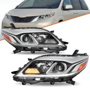 For 2015-2020 Toyota Sienna Chrome Headlight LED DRL Pair Left Side+Right Side - Picture 1 of 8