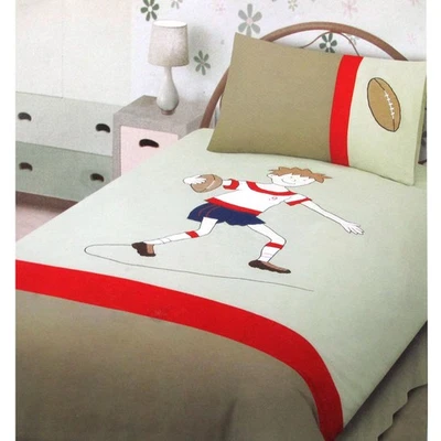 Juego de funda de edredón bordada para abanico de rugby individual Foto 1 de 3