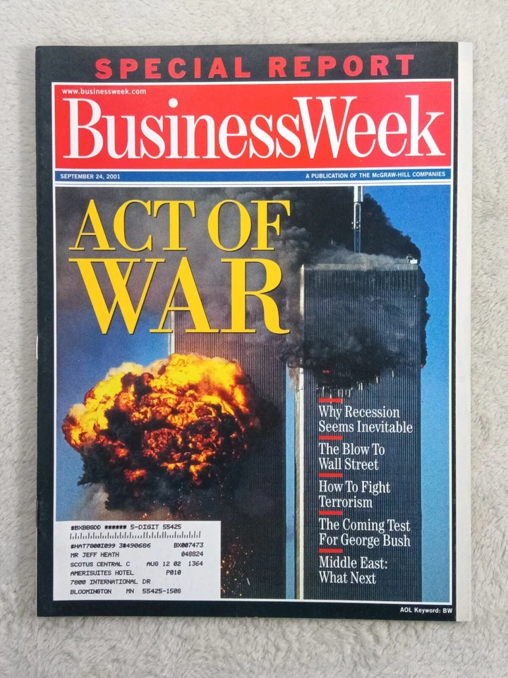 Business Week Magazine Sept 2001 Act of War Twin Towers New York Recession Bush - Image 1 of 4