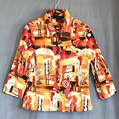 Chaqueta Kactus De Colección Para Mujer Mediana Arte Abstracto Para Usar Mangas 3/4 Abotonadas Foto 1 de 4