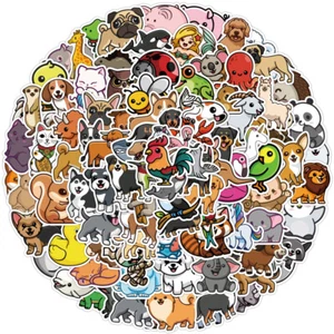 100pcs Cute Animal Stickers Pack For Children Kids Decal Vinyl Laptop Cars Gift - Picture 1 of 10