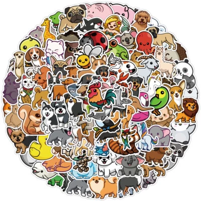 100pcs Cute Animal Stickers Pack For Children Kids Decal Vinyl Laptop Cars Gift - Image 1 of 4