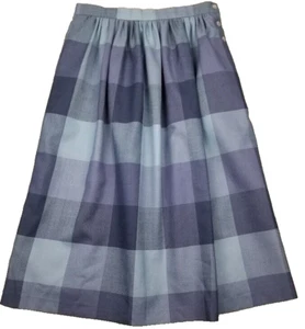 Vtg Woollen Mill Skirt 10 Tartan Plaid Wool 10 Blue Midi Pockets Lined Class - Picture 1 of 21