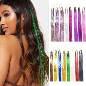 Women Hair Extension Tinsel Glitter Bling Twinkle Shiny Party Hair Styling Tool. - Picture 1 of 80