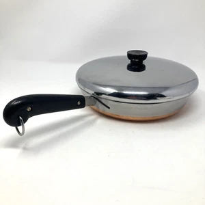 Sartén Revere Ware 1801 doble anillo 10" pulgadas fondo de cobre con tapa - Imagen 1 de 8