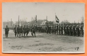 Germany, Army Troops in Review, Old Real Photo Postcard, circa 1930s - Picture 1 of 3