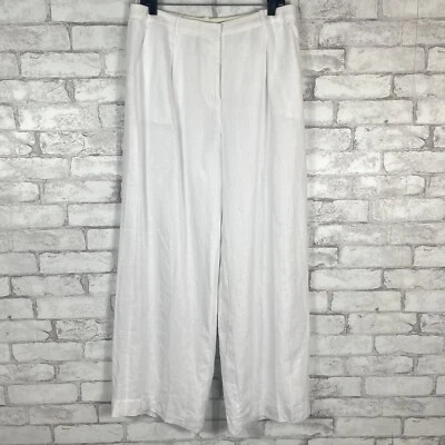 J.CREW NWT Women's Relaxed Wide-Leg White Linen Essential Pant sz 12 BW528 - Image 1 of 4