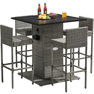 5pc Outdoor Patio Furniture Dining Set Rattan Conversation Set W/ Dining Table.