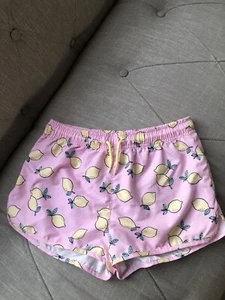 Zara Girls Pink Lemon Print Swimming Bathing Suit Cover Up Shorts Size 11-12Y - Picture 1 of 7